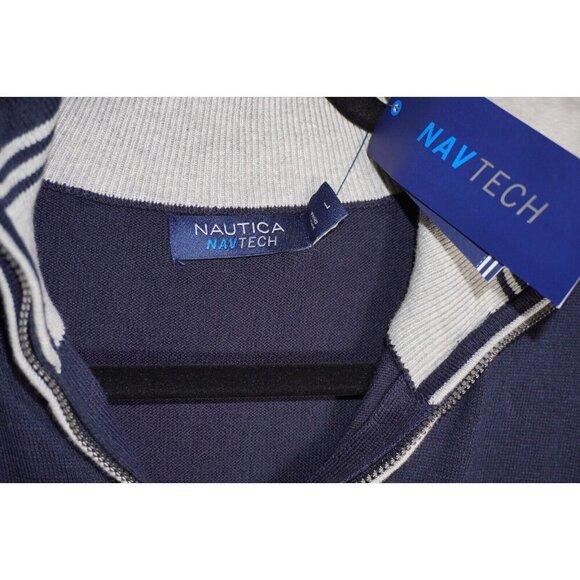 Nautica Classic Navy Quarter-Zip Pullover Sweatshirt with Signature Logo L - Picture 7 of 14
